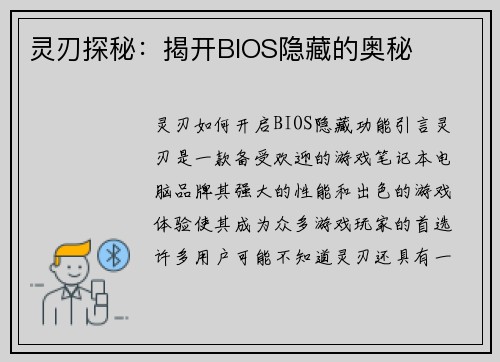 灵刃探秘：揭开BIOS隐藏的奥秘