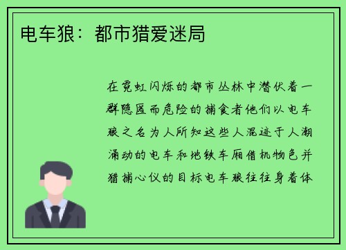 电车狼：都市猎爱迷局